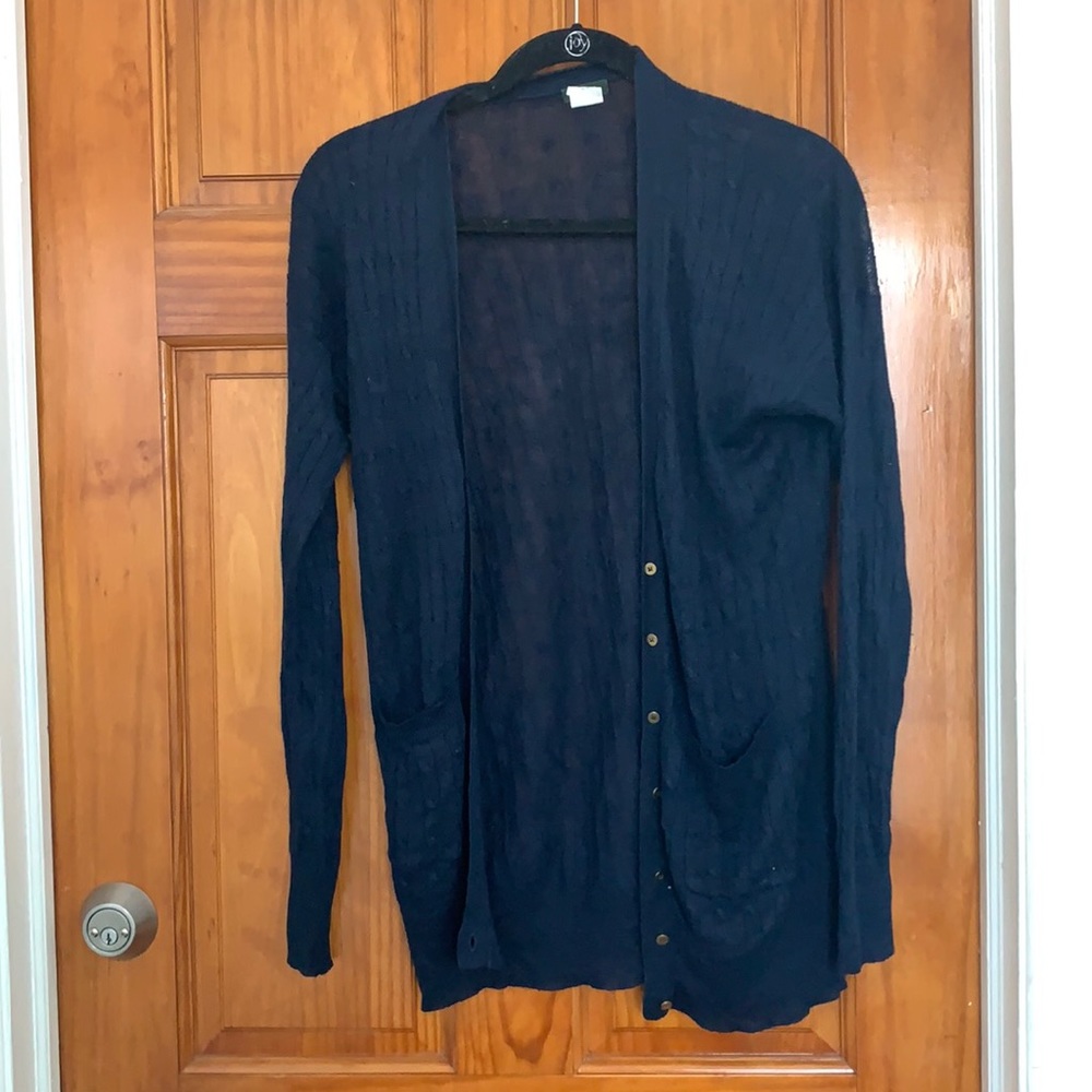 J.Crew Navy Blue Linen Cardigan, Like New